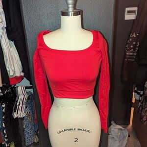 Ardene Vibrant Red Long Sleeve Crop Top